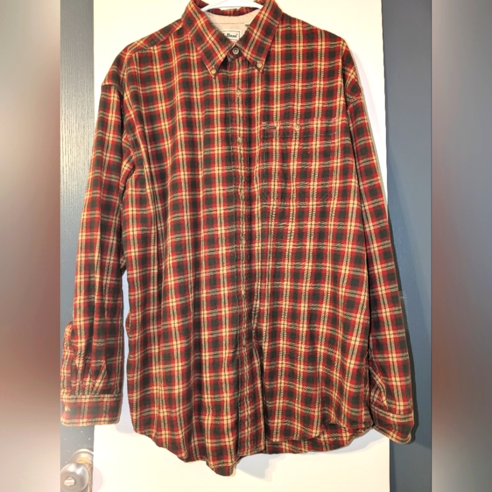 L.L.‎ BEAN Scotch Plaid Flannel Men's Button Down Shirt #0 DD47